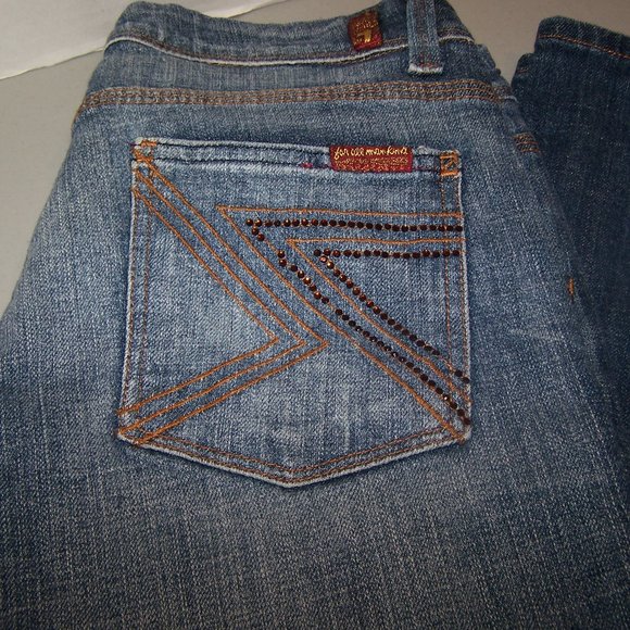 WOMEN'S ( 7 ) FOR ALL MANKIND BOOT CUT BLUE JEANS - Picture 10 of 10